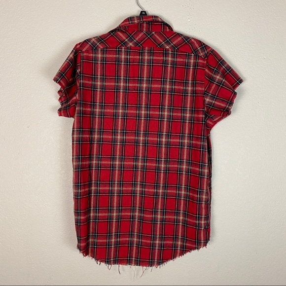 Lifted Anchors Plaid Button Up Shirt Muscle Large - Picture 4 of 7